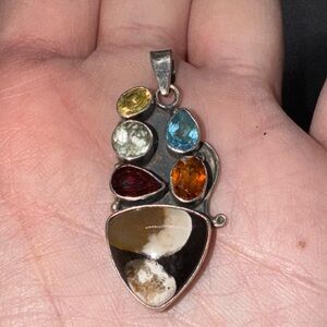 Multi-Stone Silver Pendant